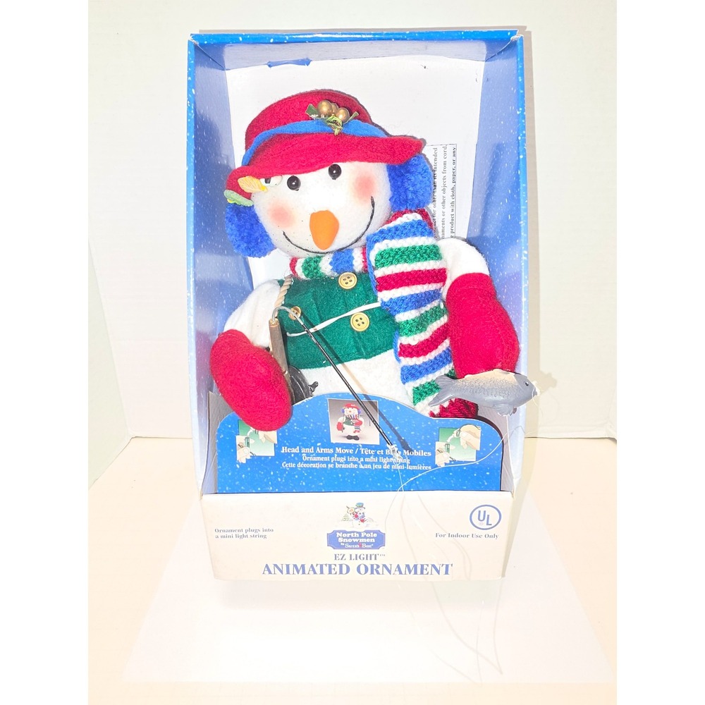 vintage animated fisherman snowman Santa's Best North Pole Snowmen ("Suazi-Bee")